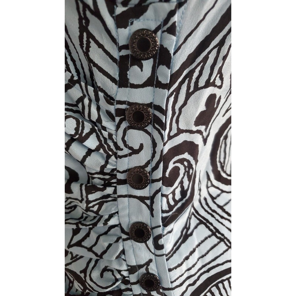 Plenty By Tracy Reese Crossover Bust Blue Ruched Body Snap Side Silk Dress Sz 2 - Picture 7 of 11